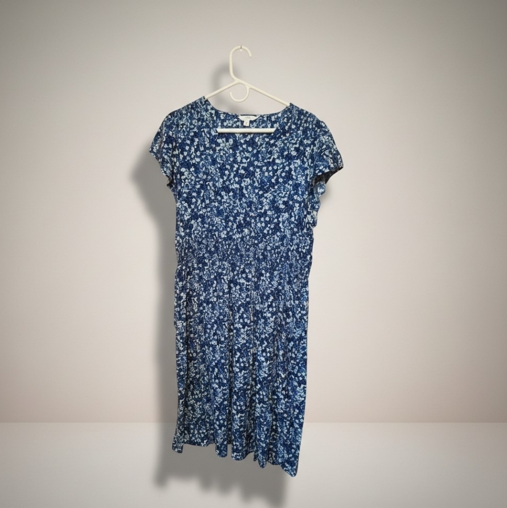 Blue Floral Short Sleeved Comfy Summer BEACHY Dress Ladies Plus Size 20 Boho